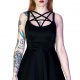 Pentagram Strap Black Mini Dress - Tamsyn